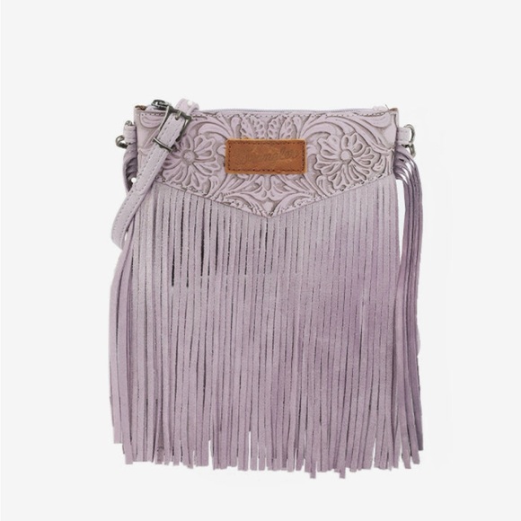 Wrangler Tooled Fringed Bag- Purple! - Picture 4 of 4